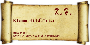 Klemm Hilária névjegykártya